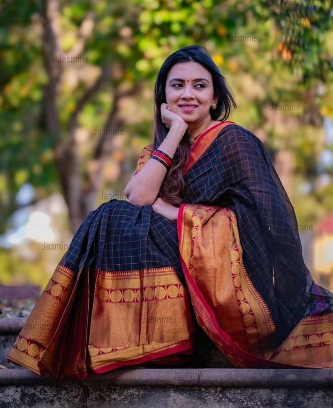 Avni - अवनी ( Big Border - Black checks ) Avni - अवनी ( Big Border - Black checks )