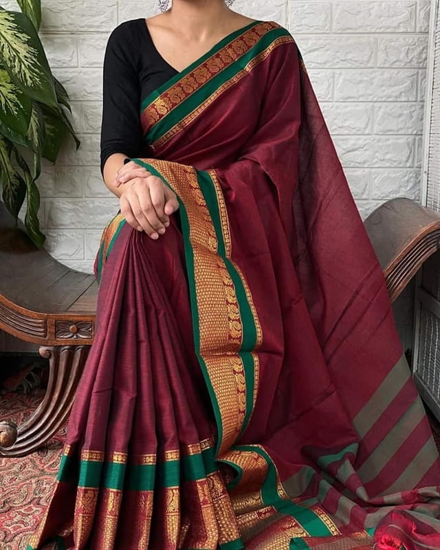 Stunning Handcrafted Narayanpet Cotton Saree with Zari Border Stunning Handcrafted Narayanpet Cotton Saree with Zari Border