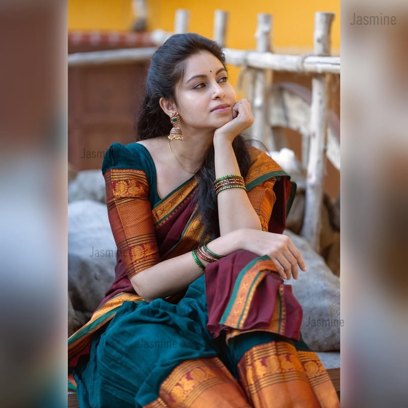 Green and maroon Half Saree Material Green and maroon Half Saree Material